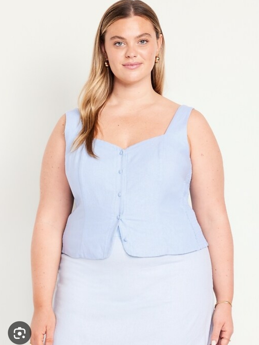 Old Navy Linen Button Front Vest Top